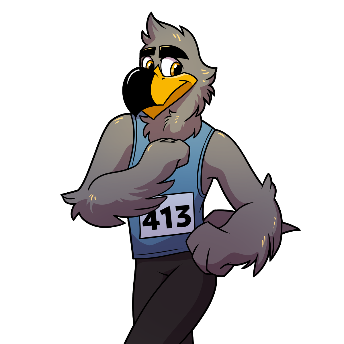 Graphic of Burke the falcon mascot running crosscountry