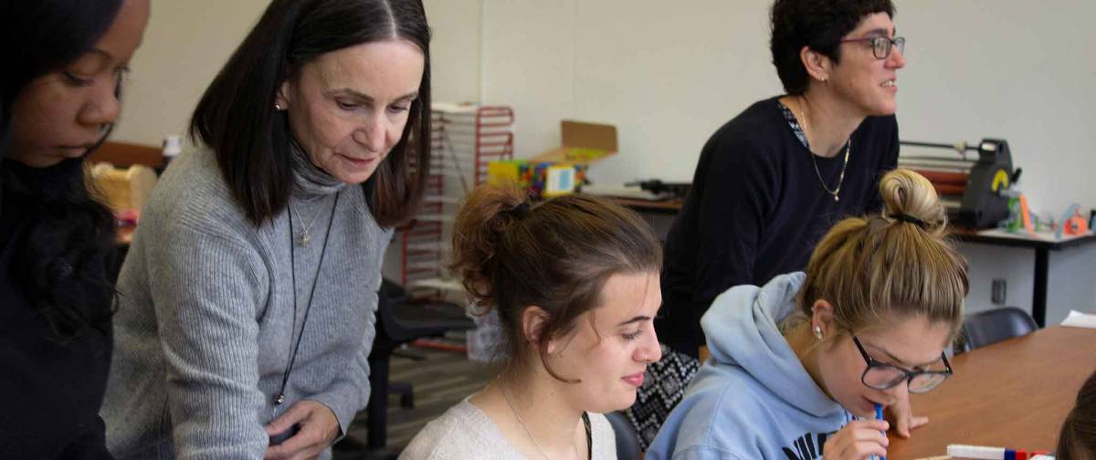 BCC instructor and students in a classroom