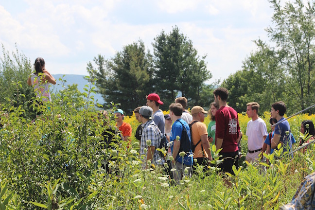 BCC students walking on the nature trail