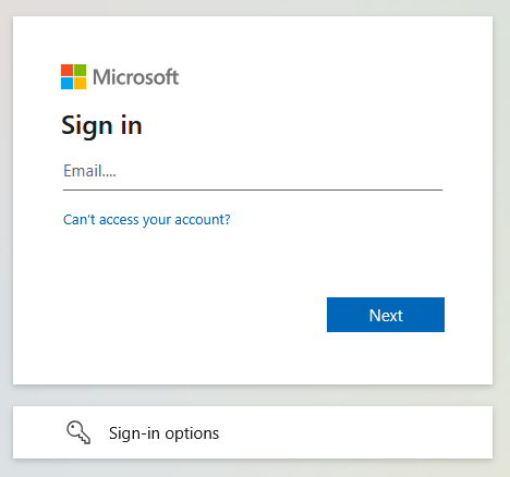 screenshot of Microsoft login page