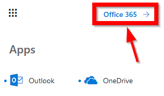 Office 365 Options screen shot