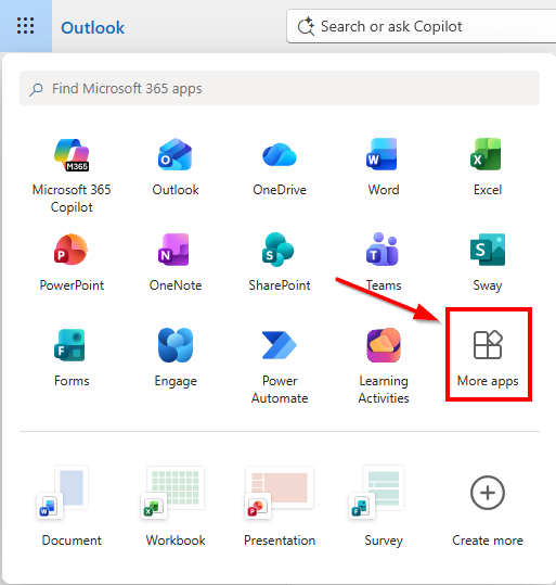 Office 365 Options screen shot