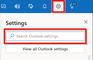 Screenshot of settings search box.