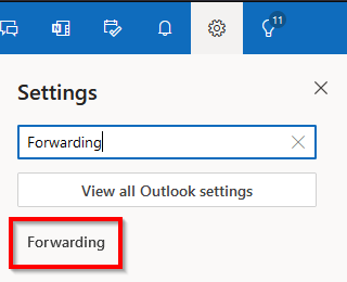 Screenshot of search results for the word forwarding.