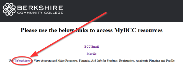 Screenshot of temporary MyBCC page