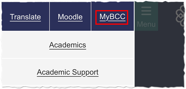 image showing location of MyBCC on mobile