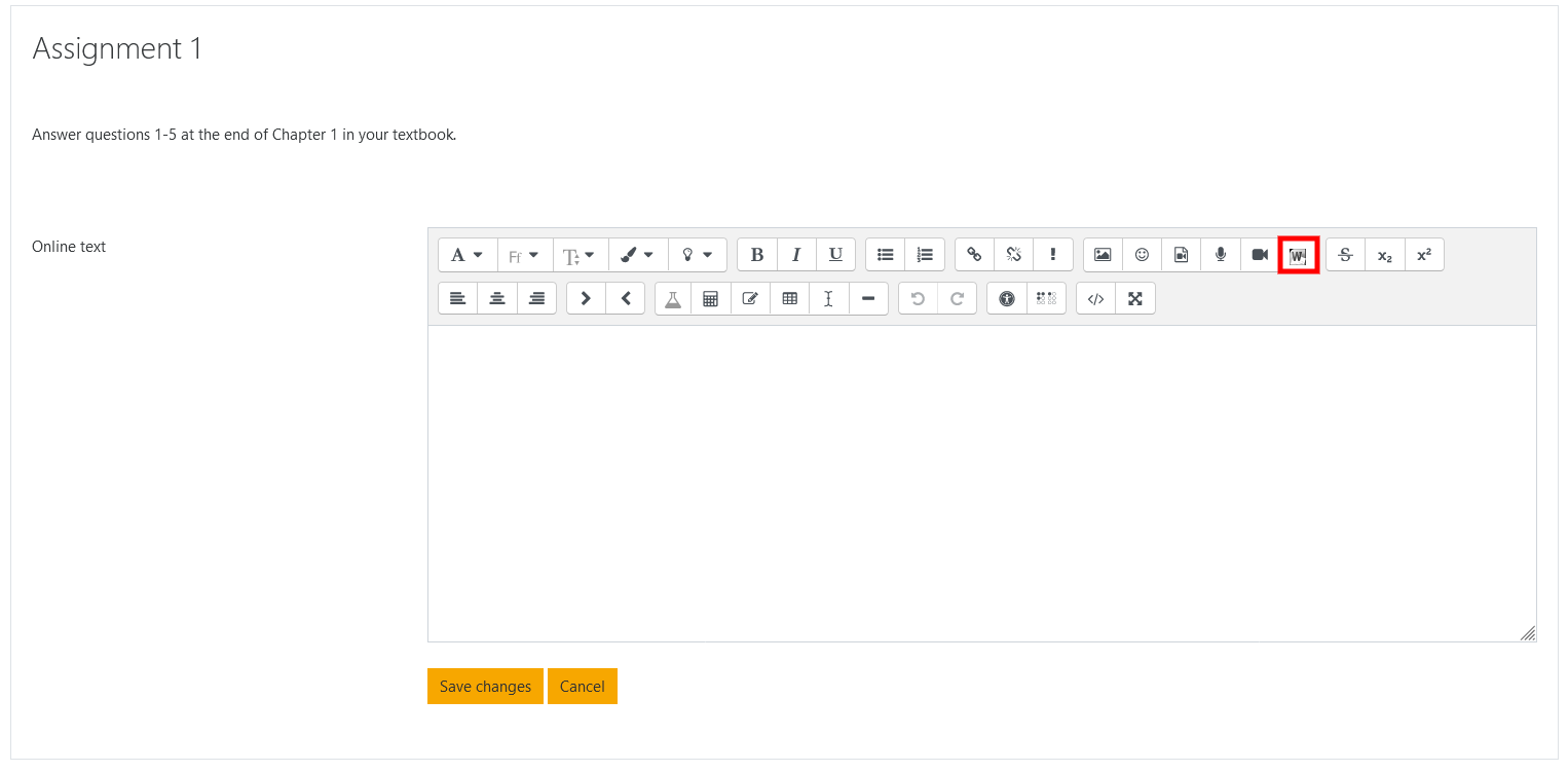 screenshot of import word file button