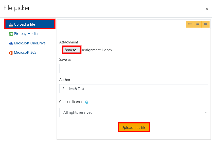 moodle upload homework