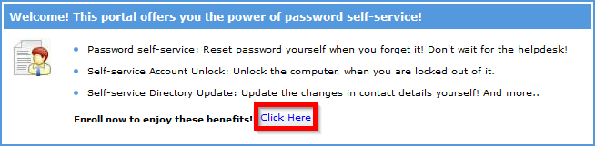 A screenshot of a dialog box where Click Here is typed in blue color and found at the bottom of the box