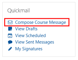 screenshot of Quickmail options