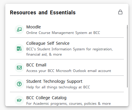 image showing portal resources and essentials card