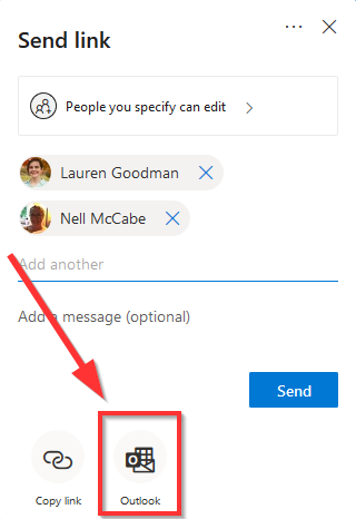screenshot of choosing individuals to share with in OneDrive