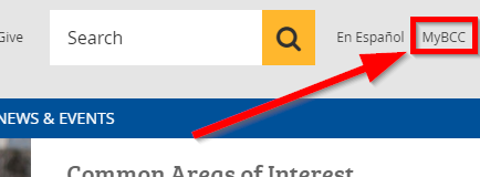 screenshot of the MyBCC login link