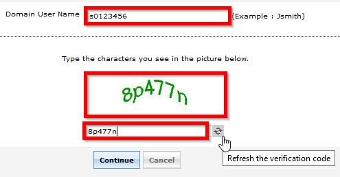 screenshot of the student id and verification code